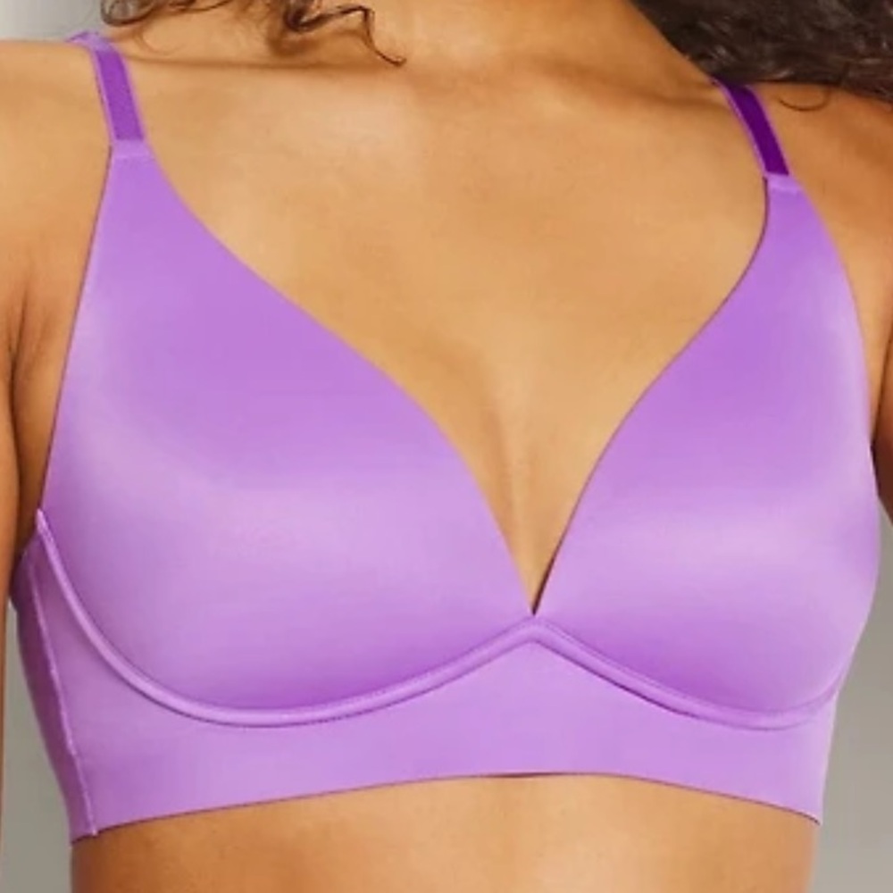 Soma L Wireless Enbliss Luxe Plunge Bralette Bra Lightly Lined Uplift Purple